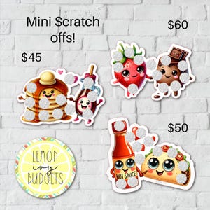 MINI フード スクラッチ オフ セービング チャレンジ、チョコレート ストロベリー セービング チャレンジ、タコス スクラッチ オフ セービング チャレンジ、SOM-79、80、81