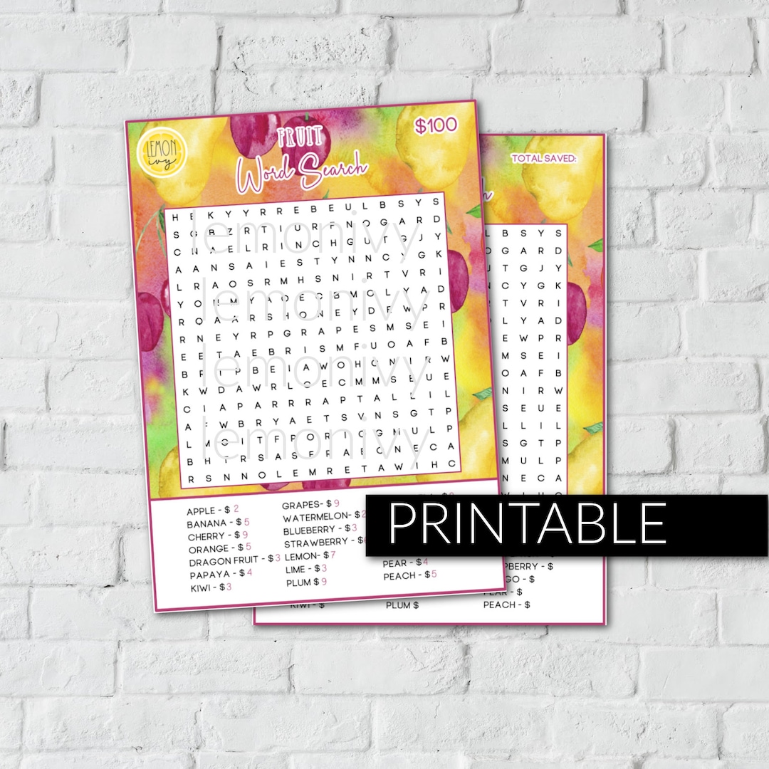 Printable Word Search Savings Challenge Savings Challenge Printable ...