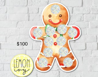 Christmas Scratch Offs Savings Challenge, Holiday Savings Challenge, Savings Challenge, Scratch Off Savings Challenge, Gingerbread 100