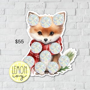 Scratch Off Savings Challenge, Christmas Savings Challenge, Christmas Fox Savings Challenge, Holiday Scratch Off Savings Challenge, SO-52