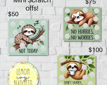MINI Sloths Scratch Off Savings Challenge, Savings Challenge, Savings Challenge, Scratch Off Savings Challenge, SOM-58, 59, 60