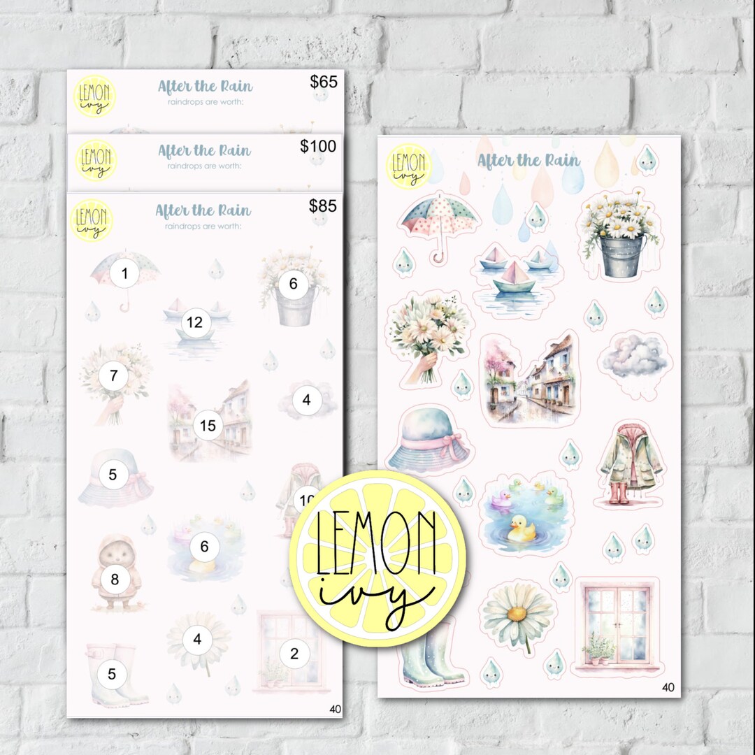 Money Raining Sticker After the Rain Sticker Savings Challenge, Savings Challenge, Savings ...