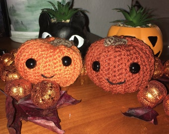 Crochet Handmade Stuffed Pumpkin Decoration Halloween Autumn Fall Toy