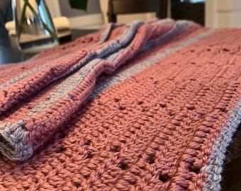 Handmade Pink and Gray Baby Blanket
