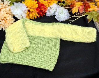Handmade 3-6 Month Green/Yellow Baby Sweater