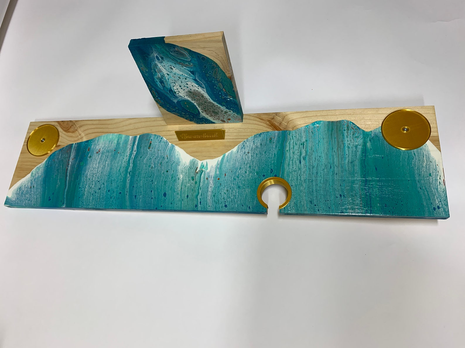 Wood Bath Board Tray Caddy With Acrylic Pour Painting Design Etsy