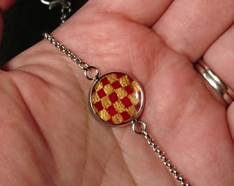 Red and gold checkered bracelet