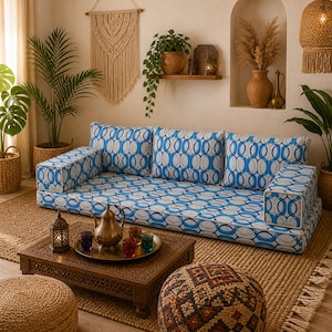 Handmade Moroccan Floor Sofa Set – Bohemian Majlis Lounge Seating