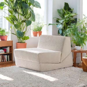 Custom Made-to-Order Foldable Floor Sofa Bed - Bohemian Dual Base Corduroy Couch, Versatile Seating or Bed, Single Seater Sofa Set