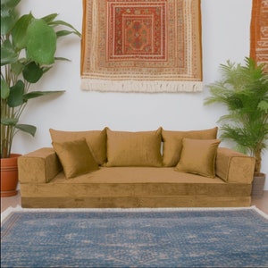 Arabic Majlis - Gold Velvet Floor Sofa Set - Bohemian Lounge Seating, Exotic Inspired, Floor Cushion Comfort, Home Decor Furniture