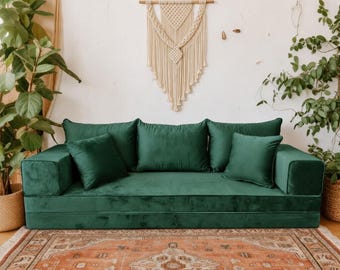 Handmade Velvet Majlis Floor Sofa – Modular Arabic Lounge Seating Couch Bed