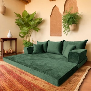 Modulaire bank fluwelen vloer – Arabische Majlis Lounge Seating, boho-bed