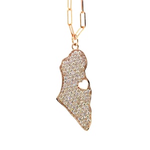 14K Gold und Diamant Israel Map Anhänger