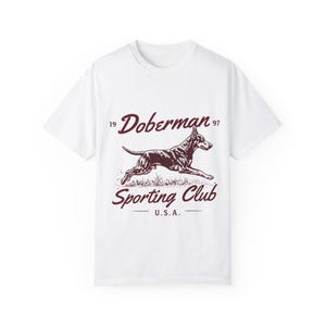 Doberman Sporting Club T-shirt, Doberman Dog Lover Tee, Unisex Tee, Graphic Tee, Dog Owner Gift, Dog Mom, Dog Dad, Animal Lover Shirt