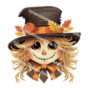 Whimsical Fall Scarecrow Face SVG Clipart | Autumn Harvest Graphics | Instant Download svg, jpg, pdf, png