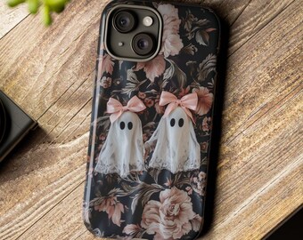 コケット ハロウィン 携帯ケース - レトロ ハロウィン ゴースト - かわいいハロウィン 携帯ケース - コケット 携帯ケース フローラル - iPhone 16 -8 用タフケース