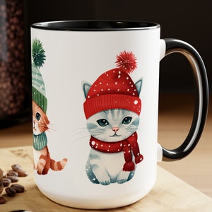 Meowy Christmas Mug, Meowy Cat Mugs, Cute Kitty Cup, Cat