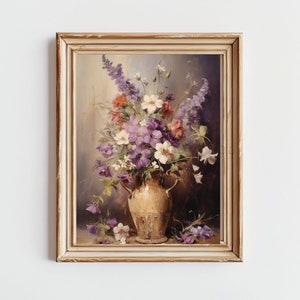 Rustic Floral Violet Bouquet Painting - Home Decor - Nature-Inspired Wall Decor - Unframed Premium Matte Poster Print