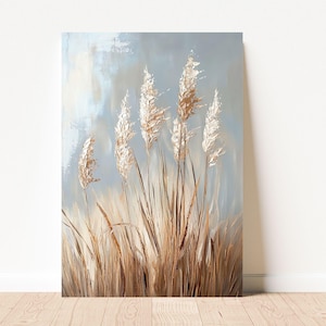 Impasto Painting  - Pampas Wall Decor Canvas Print - Pampas Wall Art - Minimalist Boho Home Decor