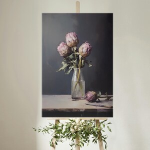 Purple Artichoke Floral Canvas Print | Moody Vintage Decor