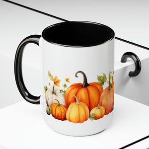 Fall Pumpkin Variety Two-Tone Ceramic Coffee Mug | 15 oz