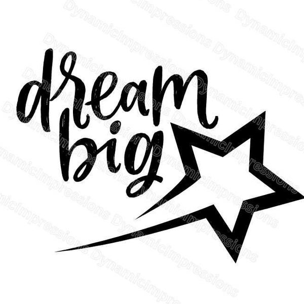 Dream Big Star Clip Art | Instant Download | Black and White | jpg pdf png svg