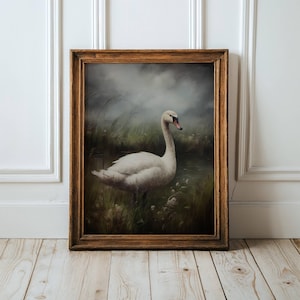 Swan Art Print | Dark Moody Cottagecore Decor | Unframed Matte Poster