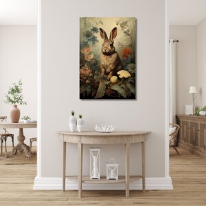 Vintage Cottagecore Enchanting Rabbit Floral Canvas Botanical Gallery ...