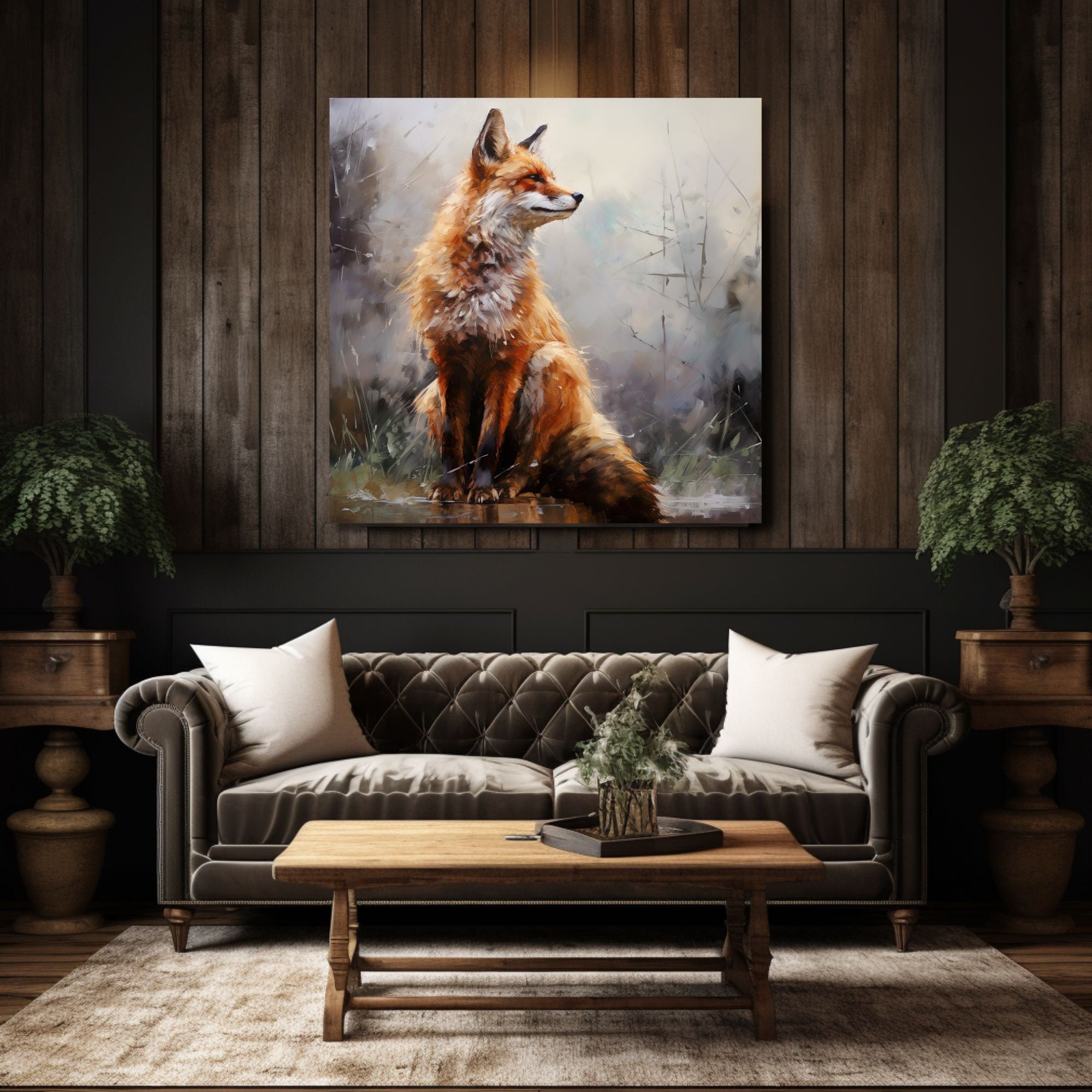 Red Fox in Nature Nature-inspired Art Wildlife Oil Painting Wall Art ...