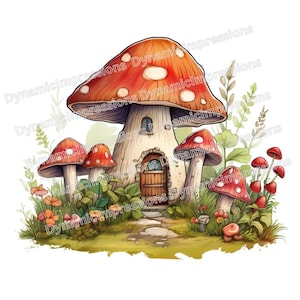 Whimsical Modern Cottagecore Botanical Mushroom Clip Art | Instant Download | T-Shirts, Greeting Cards, Pillows, and More | jpg png pdf svg