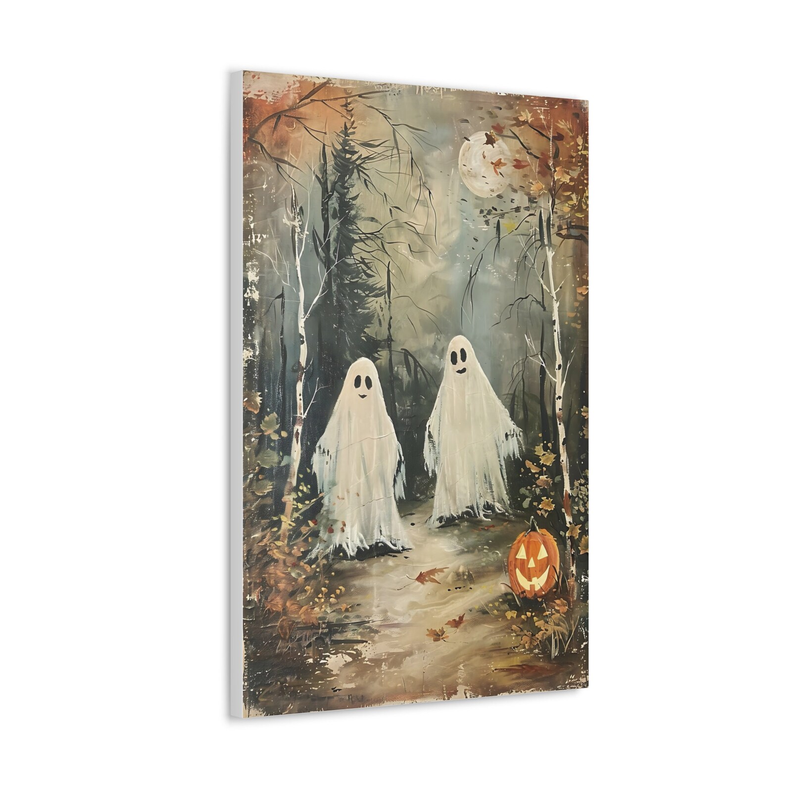 Antique Two Ghost Painting Canvas Print - Vintage Halloween Thrift ...