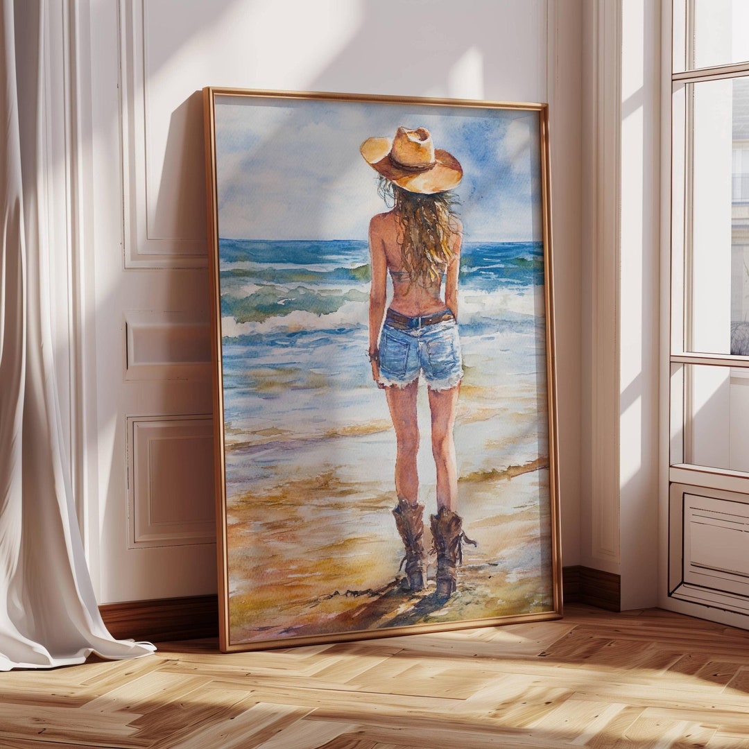 Coastal Cowgirl Wall Art - Beach Cowgirl - Beachy Room Decor - Coastal ...