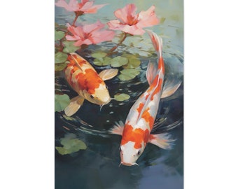 オリジナル水彩画「鯉の絵」- 禅風水インテリア - Etsy 日本