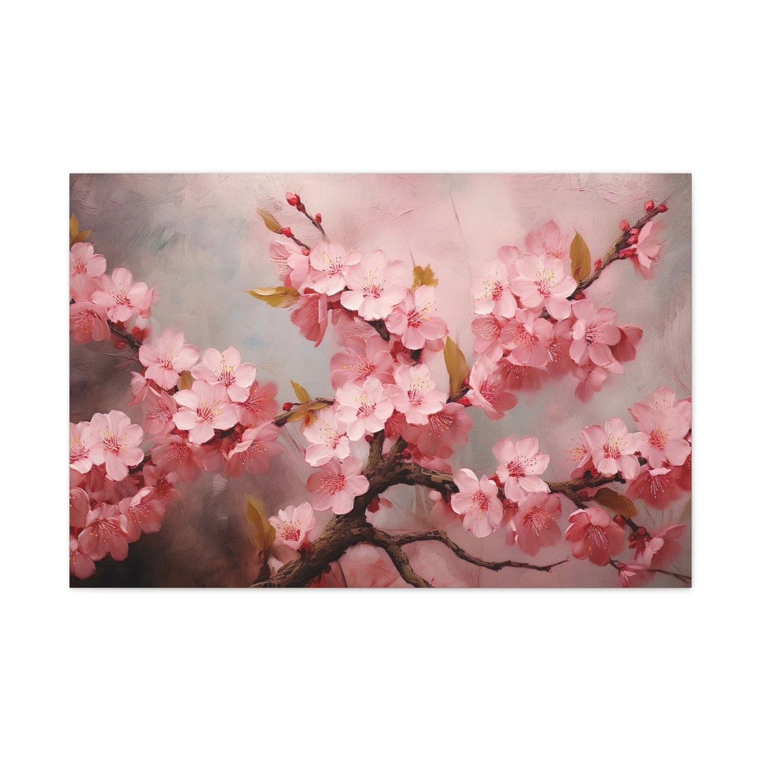 Sakura Cherry Blossom Canvas Print Japanese Wall Art Etsy