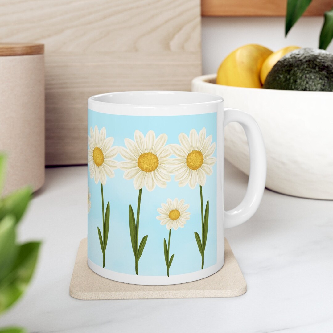 Daisy April Birth Flower Coffee Mug - 11oz Ceramic Mug for Springtime ...