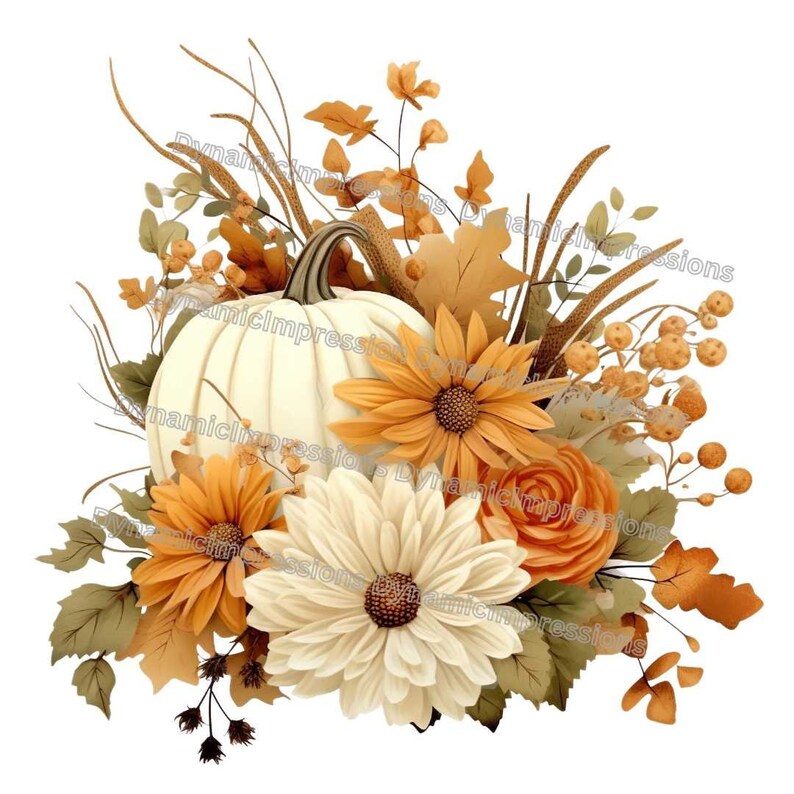 Boho Fall Harvest Floral Pumpkin Clip Art | Instant Download Svg, Jpg ...