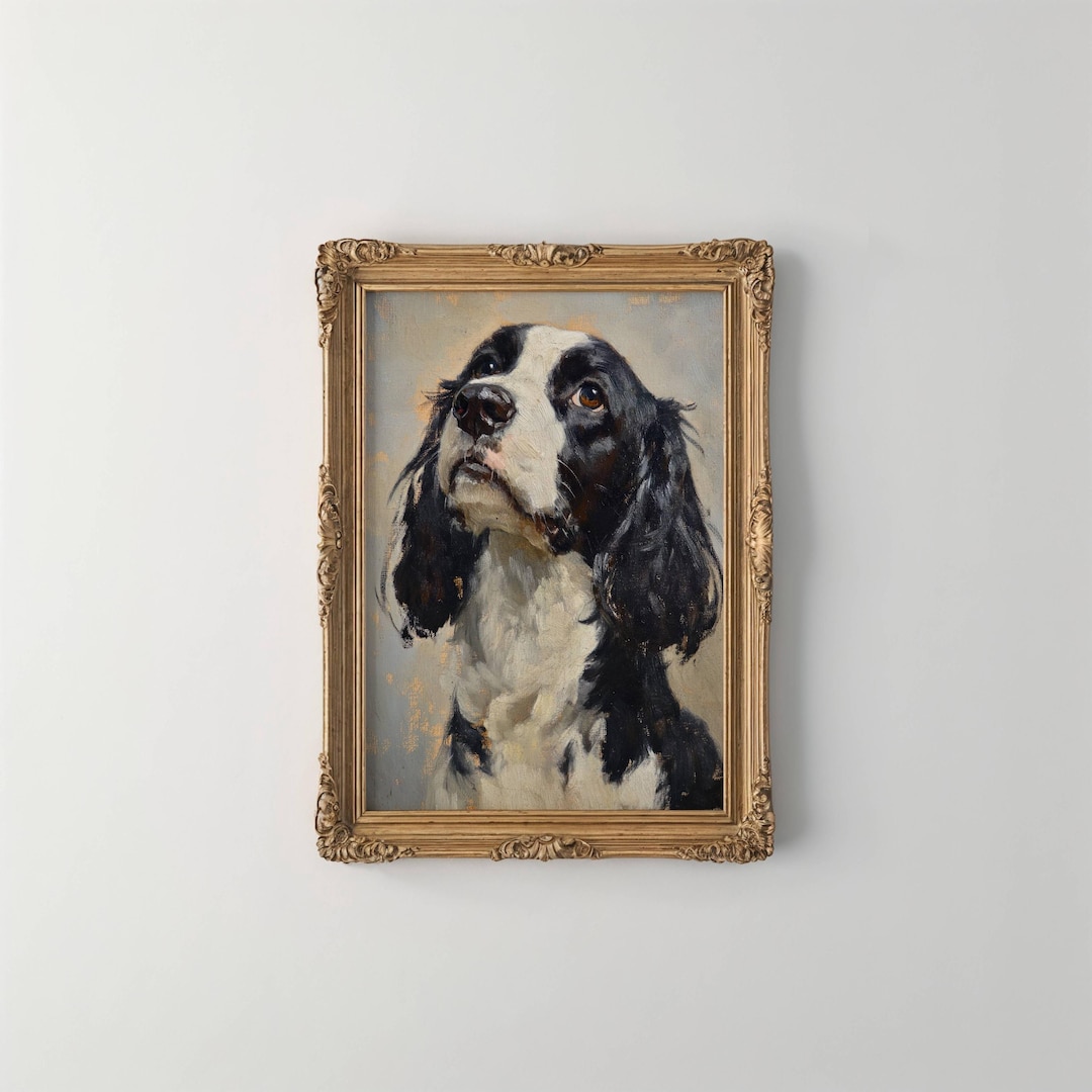 Vintage English Springer Spaniel Matte Poster Print, Dog Wall Art ...