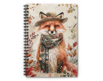Fox Spiral Notebook - Floral Notebook Spiral - 118 pagina's spiraalvormig notitieboekje - duurzaam spiraalvormig notitieboekje - 6x8 Kladblok
