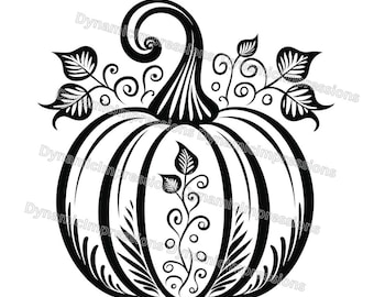 Otoño Otoño Cosecha de Acción de Gracias Boho Floral Calabaza SVG Silueta / Descarga instantánea svg, jpg, pdf, png