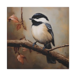 Chickadee Serenade - Abstract Bird Canvas Art - Avian Art - Nature Inspired Wall Decor - Gallery Wrap Print