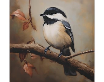 Chickadee Serenade - Abstract Bird Canvas Art - Avian Art - Nature Inspired Wall Decor - Gallery Wrap Print