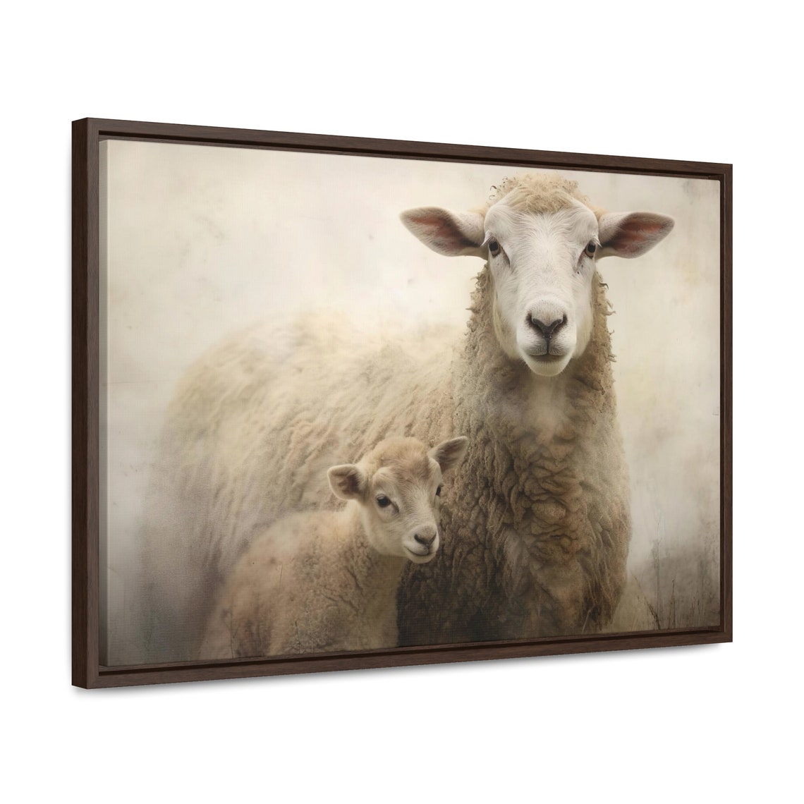 Rustic Sheep and Lamb Art | Farmhouse Animal Art Vintage Oil Painting ...