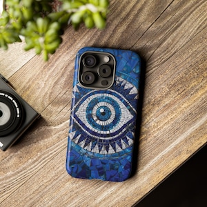 Evil Eye Mosaic iPhone Case - Blue Evil Eye Phone Case - iPhone 16 15 14 13 12 11 Pro Max 8 Plus X XR XS - XS Max - Evil Eye iPhone Case