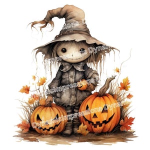 Cute Scarecrow Fall Halloween Clipart | Pumpkin Autumn Harvest Graphics | Halloween Clip Art png | Instant Download svg, jpg, pdf, png