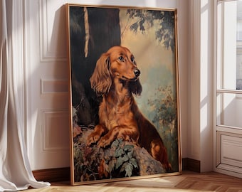 アメリカンヴィンテージ　Ruth Lais 長ーいダックスフンド　アクリル絵画 This item is unavailable - Etsy
