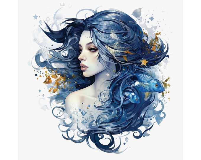 Mystical Pisces Dreamscape Zodiac Art - Unframed Matte Premium Poster Print