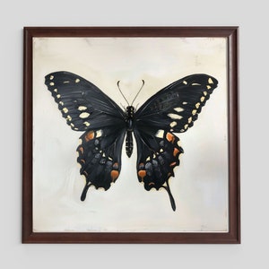 Black Swallowtail Butterfly Oil Painting Original - Unframed Premium Matte Poster Print - Nature Wall Art - Butterfly Painting Original Oil
