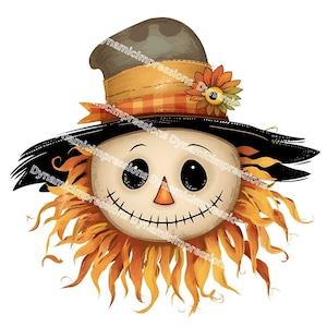 Whimsical Scarecrow Face SVG Clipart | Autumn Fall Harvest Graphics | Instant Download svg, jpg, pdf, png