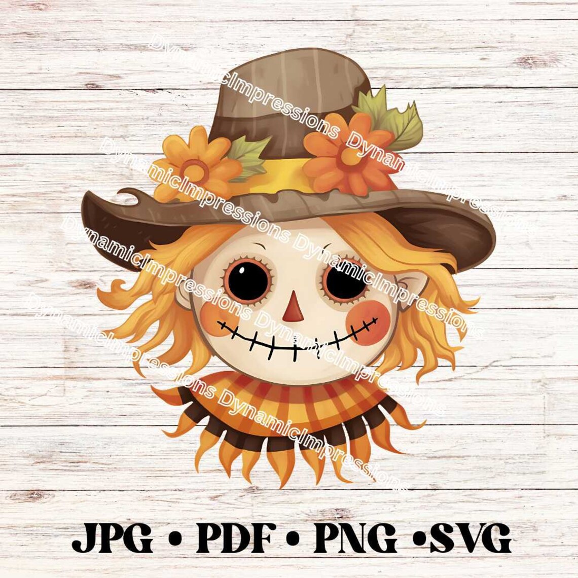 Whimsical Fall Halloween Scarecrow Clip Art - Instant Download ...