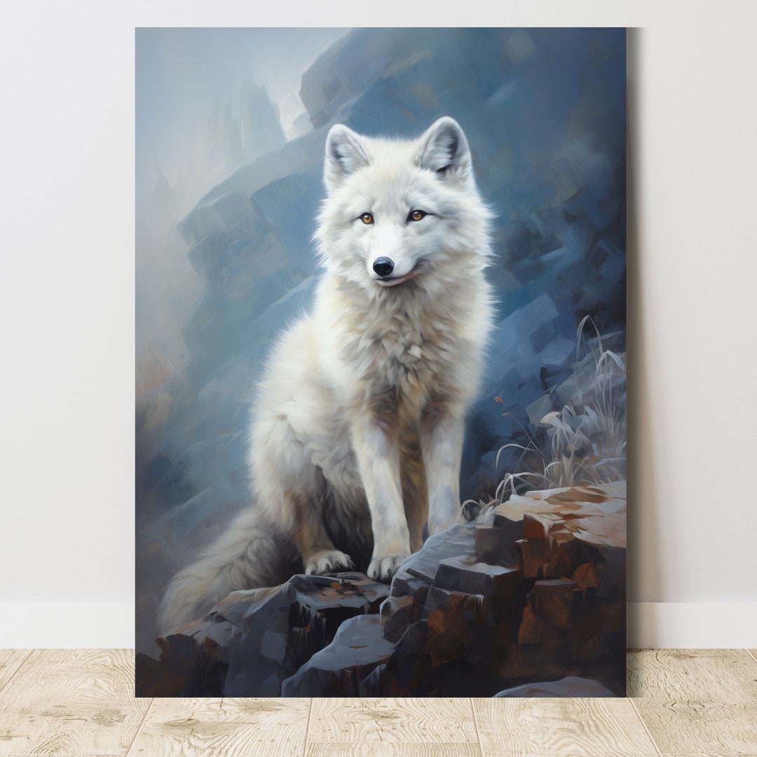 Arctic Fox Oil Painting - Fox Painting Original - Nature Home Decor ...